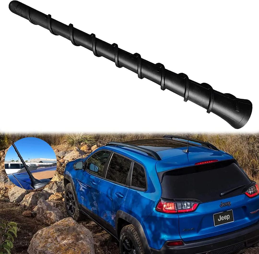 EVniko 8'' Inch Roof Antenna Mast Compatible for 2011-2022 Jeep Cherokee Grand Cherokee Dodge Durango Dart Journey Chrysler 200 Replacement Back Rubber Car Antenna 5091100AA 68297936AA