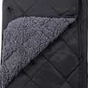 REDCAMP Waterproof Stadium Blanket with Sherpa Lining, Cold Weather Car Blanket Windproof for Outdoor Camping, Machine Washable (50"x 59") (50"x 59" Black)
