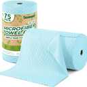 Microfiber Cleaning Cloths Roll, 75 Pack Tear Away Microfiber Towels Roll, 12" x 12" Lint Free Rags, Reusable Cleaning Cloths, Washable, Scratch Free,Ultra Absorbent Dish Rags(Blue Ripple)