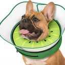 Supet Raised Inflatable Dog Cone After Surgery - Adjustable Recovery Donut Collar with Removable Shield to Stop Licking Wounds & Protect Stitches - Soft Dog Cone Alternative for Medium Dogs (Kiwi,M)