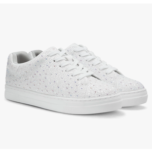 PARTY Women's Glitter Fashion Star Sneakers Low Top Platform Lace Up Comfortable Wedding Walking Shoes, Size 7