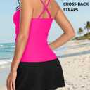 Talisea Womens Tankini Bathing Suits with Skirt Two Piece Tummy Control Swimsuits Ladies Swimwear (Pink, M)