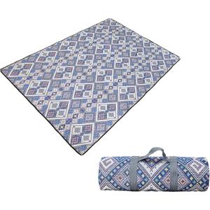 60"x80" Picnic/Beach Blankets Waterproof Sandproof, Large Boho Outdoor Area Rug for Patio Deck Balcony Backyard RV, Portable Mat for Camping Travel StadiumBlue Beach Accessories Decor