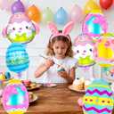 2 x Happy Easter Balloons, Easter Egg Balloons and Bunny Balloon, Colorful Easter Party Decorations (Easter Egg)
