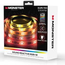 Monster 32.8ft Music Reactive LED Strip with 120 LEDs, 12V Power Adapter, with Remote, Xtreme Easy Use