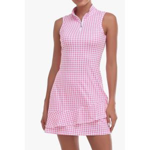 Viracy Tennis Dress for Women Sleeveless Golf Dresses with Shorts and Pockets Ruffle Zip Up Stand Collar Golf Outfits Size Medium