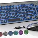 SABLUTE Wireless Keyboard and Mouse Combo Backlit - Compact Quiet Keyboard with RGB Mouse, Rechargeable, Slim, Sleep Mode, Portable Cordless Keyboard Mouse Set for Mac, Windows, Laptop (Space Gray)