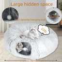Cat Bed, cat Tunnel, Foldable Machine Washable Plush cat Bed, Grey (33.46 inches), with Hanging Toys, Suitable for Multiple