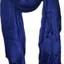 100% Natural Pure Silk Scarf, Solid Color Plain Scarves Soft Winter, Navy Blue