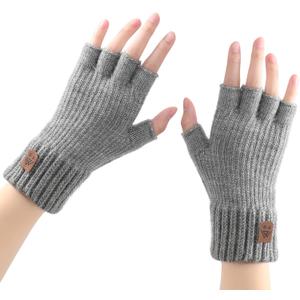 Fauson Fingerless Gloves for Women - 4 Piars Winter Gloves Men Warm Knit Cold Weather, Half Finger Glove for Winter Gifts