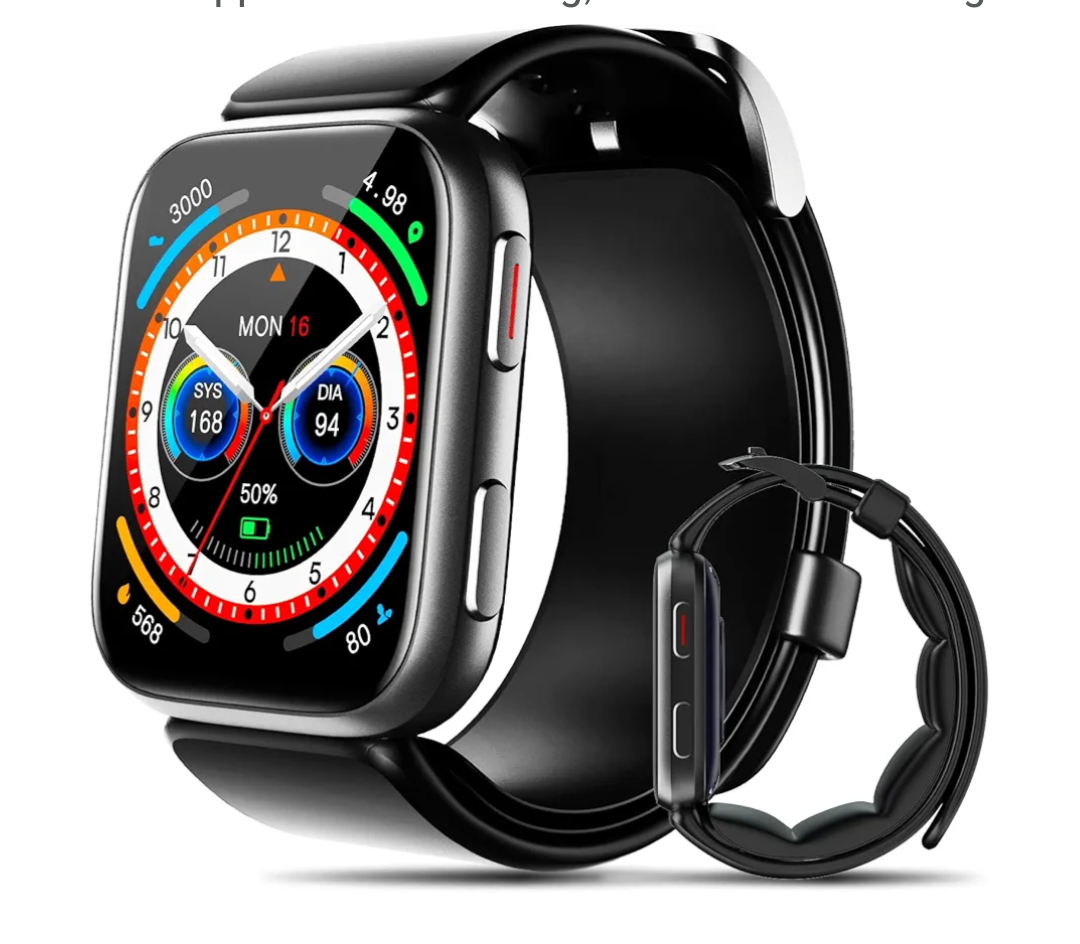 BP Doctor Smart Watch Blood Pressure, 1.95" Smart Watch Monitor with Air Pump Cuff, Blood Pressure Watch with Sleep Heart Rate Monitor, Pedometer, BP Watch Supports Data Sharing, Reminder Monitoring