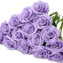 15pcs Fake Roses Lavender Artificial Silk Flowers Faux Rose Flower Long Stems Bouquet for Arrangement Wedding Centerpiece Party Home Kitchen Decor