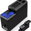 Center Console Between Seat Organizer for Minivans,SUVs,with Dual USB charging at the front and back,ambient lighting and drawers for Minivan&SUVs, Middle Van Floor Console Organizer Storage Box Black