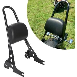 ECOTRIC Detachable Sissy Bar Passenger Backrest Compatible with 2004-Up Harley Sportster XL883C 883R XL1200R 1200C 1200S XLH883 XLH1200 Motorcycle Backrest W/Cushion Pad