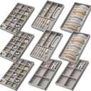 Jewelry Trays Organizer for Drawer, 9 Set of Small Jewelry Display Case Storage Velvet Stackable Drawer Inserts Organizer for Necklaces Bracelets Earrings Rings (Grey)