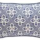 patdrea Designer Throw Pillow Covers,Chinoiserie Blue Elegant Linen with Striped Floral Pattern Pillow Cover,Decorative Lumbar Pillowcases Cushion for Bed Living Room Outdoor Car,12"x20"