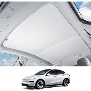 HALOBLK Magnetic-Locking-Design Model Y Sunshade Roof with Nano-Ice-Crystal Heat Insulation Coating, Foldable Roof Sun Shade with Storage Bag Designed for Tesla Model Y Juniper Accessories 2025 2026