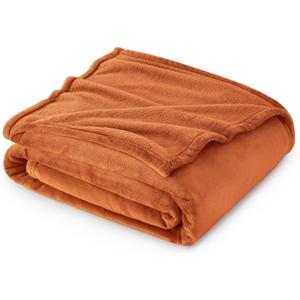 Bedsure Burnt Orange Fleece Throw Blanket Mango - 300GSM Soft Lightweight Plush Cozy Blankets for Bed, Sofa, Couch, Travel, Camping (Throw (50" x 60"))