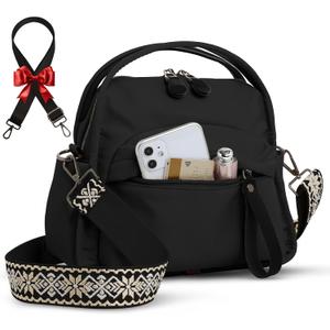 Nylon Crossbody Bags for Women, Lightweight Shoulder bag, Top Handle bag with 2 Adjustable Straps