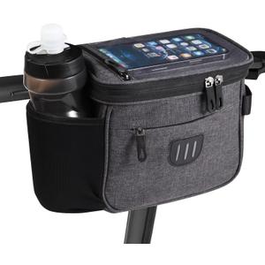 Bike Handlebar Bag, Large Bicycle Front Storage Pouch Bag, 6.5 inch Transparent Pouch with Shoulder Strap