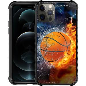 DAIZAG Case Compatible with iPhone 11,Shockproof Soft TPU Phone Case for Boy Men Gift Cover,Ice Fire Basketball