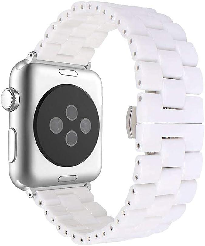 AISPORTS Compatible for Apple Watch Band 49mm 46mm 45mm 44mm 42mm Ceramic, Stainless Steel Butterfly Buckle Wristband Replacement Band for Apple Watch, Size: 42mm(Series 3/2/1)/44mm/45mm/46mm/49mm