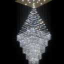 Flashing God D48''X H120'' Extra Large Chandelier for High Ceiling Modern Raindrop Chandelier Crystal Flush Mount Ceiling Light for Foyer Living Room Staircaes Entrance Gold