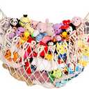 YKBU Stuffed Animal Net or Hammock Wall Hanging Net for Stuffed Animal Storage Macrame Toy Display Plush Toy Holder Soft Toy Organizer for Nursery Baby Bedroom Playroom-Cream