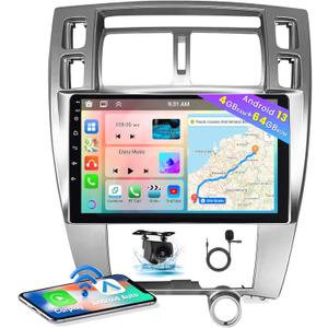 Hikity 8 Core Android Car Stereo for Hyundai Tucson 2006-2009 Radio 4+64G 10.1 Inch IPS Touchscreen Car Radio Wireless Carplay Android Auto 59UI GPS WiFi 32EQ DSP Backup Camrea