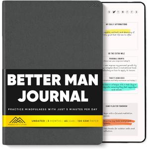 PRODUCTIVITY STORE Better Man Journal - Gratitude Journal  5 Minute Journal - Reflection Manifestation Journal for Mindfulness & Self Care Journal  Goal/Guided Gratitude Journal for Men