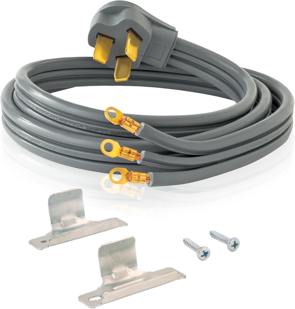 Eastman 3-Prong Electric Range Cord, 40 Amps, 4 Foot Length, Grey, 61256