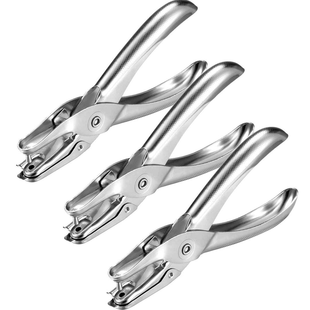 Shappy 3 Pack Metal Hole Punchers Single Hole Punch Paper Puncher Ticket for School, Home and Office(1/8 Inch Hole)
