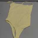 SUUKSESS Women Sexy Square Neck Thong Bodysuit Backless Cami Bodysuit Top (01 Pale Yellow)
