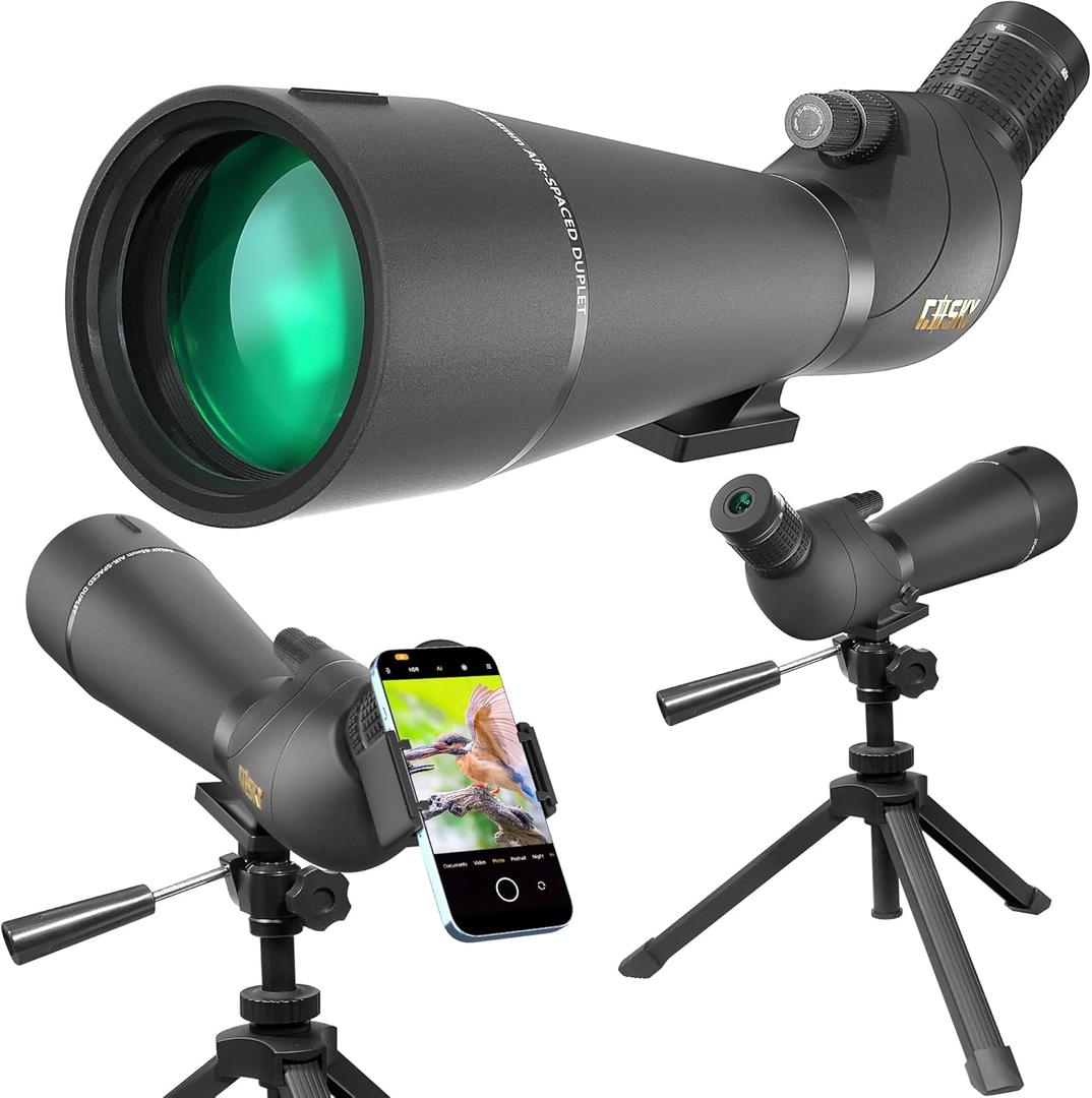 Gosky Updated 20-60x85 Dual Focusing Spotting Scopes with Tripod, Carrying Bag and Quick Phone Holder - BAK4 High Definition Waterproof Spotter Scope for Bird Watching Wildlife Scenery (Black)