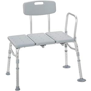 Drive Medical Tub Transfer Bench for Bathtub - Safer, Independent Bathing Aid - Height Adjustable Bench - Sturdy Aluminum Construction - Comfortable Backrest Support - 350 Lb Capacity