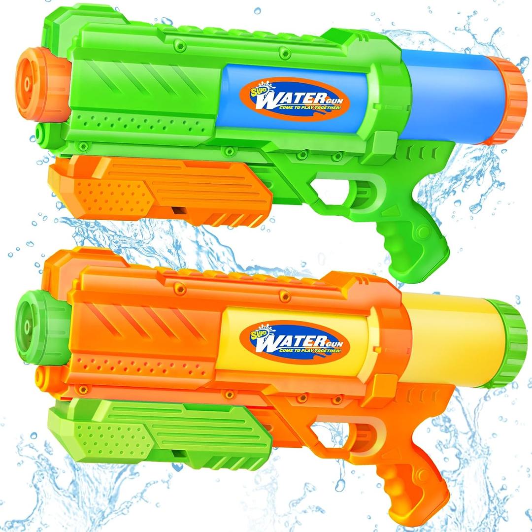 Super Water Gun for Kids Adults: 2 Pack Super Water Gun Soaker 1200cc Squirt Blasters with Impressive Range - Ideal Toys for Boys Girls Summer Outdoor Swimming Pool Water Toys Fun, Mini