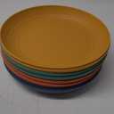 Large Wheat Straw Dinner Plates - 11 Inch Unbreakable Big Set of 8 - Dishwasher & Microwave Safe Plastic Plates - Deep Edge for Kitchen & Camping (Colorful) (11 Inch large, Colorful Series: Orange,Yellow,Blue,Green)
