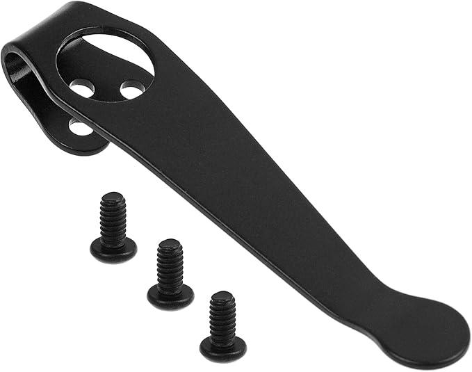 1 pack Titanium Deep Carry Pocket Clip Compatible with Spyderco C81 C10 C11, Para 3, Paramilitary 2 and More Models Knives-2.09" Black 3-Hole Design w/  Pieces Screws