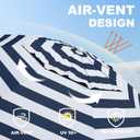 AMMSUN 6.5ft Portable Beach Umbrella for Sand with air vent Tilt Pole, Carry Bag UV 50+ Protection Outdoor Umbrellas Windproof for Patio Garden Beach Pool Backyard Navy Stripe