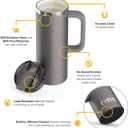 RTIC 20oz Road Trip Travel Mug with Lid and Handle, Ceramic Lined, Insulated, Stainless Steel, Metal, Double Wall Vacuum-Insulation, Portable Coffee, Tea Cup for Hot and Cold Drink, Graphite