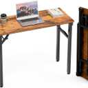TEMI Small Computer Desk Folding Table - 35.8" Foldable Office Desk, No Assembly, Perfect for Small Spaces in Bedroom, Dorm, or Apartment, Portable Mini Desk or Study Table with Compact Design, Brown