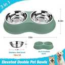 Dog Bowls Double Dog Water and Food Bowls Stainless Steel Bowls with Non-Slip Resin Station, Pet Feeder Bowls for Puppy Medium Dogs Cats (6.Green)