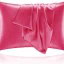 BEDELITE Satin Pillowcase for Hair and Skin, Super Soft and Cooling Similar to Silk Pillow Cases 2 Pack with Envelope Closure, Gift for Women Men(20"x36" King Size, Hot Pink)