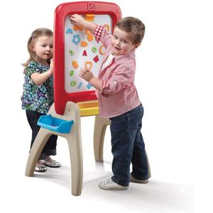 Step2 All Around Easel for Two, Kids Activity Table, Double-Sided Art Board, Made of Durable Plastic, Includes 94-Piece Soft Foam Magnets, For Toddlers 3+ Years Old