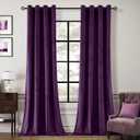 Deep Purple Velvet Curtains 108 inches Long Grommet Blackout Curtains for Bedroom Light Blocking Thermal Insulation Drapes Set of 2 Panels 52x 108