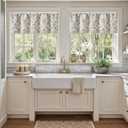 jinchan Linen Valance Kitchen Curtain Pack of 2 Double Layer 16 Inch for Living Room Bedroom Window Treatment Light Filtering Vintage Farmhouse Cottagecore Rod Pocket 2 Panels Grey on Beige