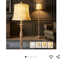 Scenekoy Vintage 66” Tall Floor Lamp for Living Room Bedroom, Resin Carved Standing Lamp with Faux Leather Shade, Adjustable Bulb, Rotary Switch Rustic Lamp for Home Decor (Light Brown)