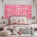 Flower Wall Backdrop 12pcs 16.5x16.5 Inch Artificial Floral Wall Panel 3D Silk Rose Wall Decor Ideal for Wedding Celebrations, Festive Party Backdrops, and Home Decor-Rose Pink