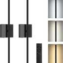 Battery Operated Wall Sconces Set of Two, Dimmable Wall Sconce with Remote Control, Rechargeable LED Wireless Wall Light for Bedroom, Living Room, Hallway, 350° Rotate, 26.7 Inch, Black(2 Pack)