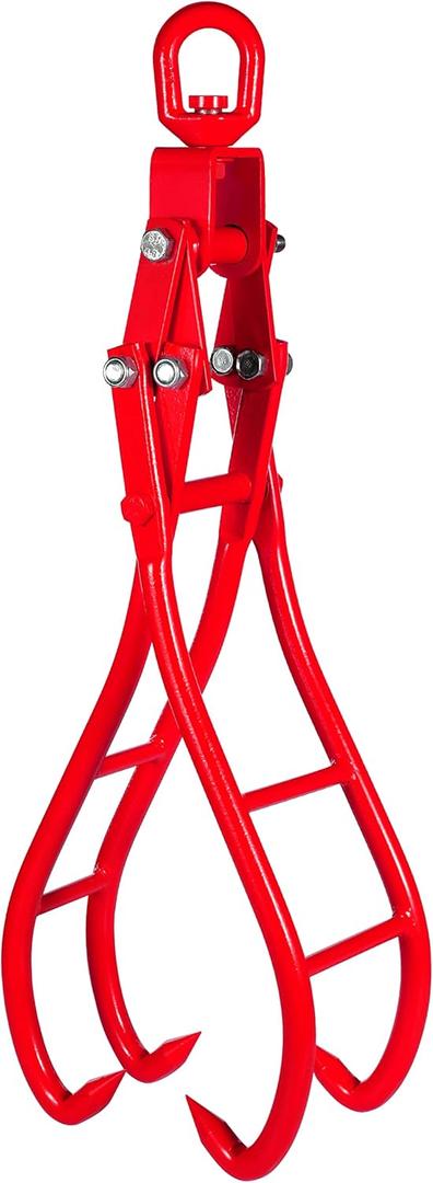 32 Inch Log Lifting Tongs, 4 Claw Heavy Duty Timber Claw Hook, Enhanced Swivel Log Grapple Skidding Tongs for ATV, Tractor, Truck & Farm Use